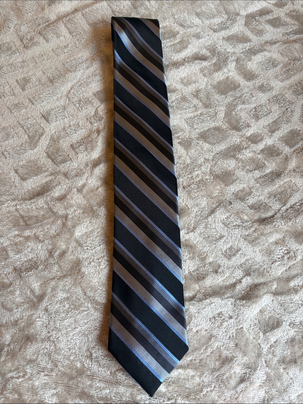 Calvin Klein Black and Gray Striped Men's Tie